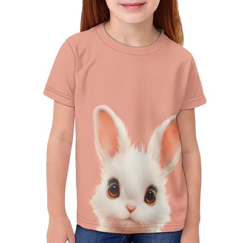 Cute Bunny Tee Shirts for Girls T Shirts Size 14-16 Years for Kids Crewneck Summer Tops Running Clothing Short Sleeve Casual Outfits Athletic Sportswear3