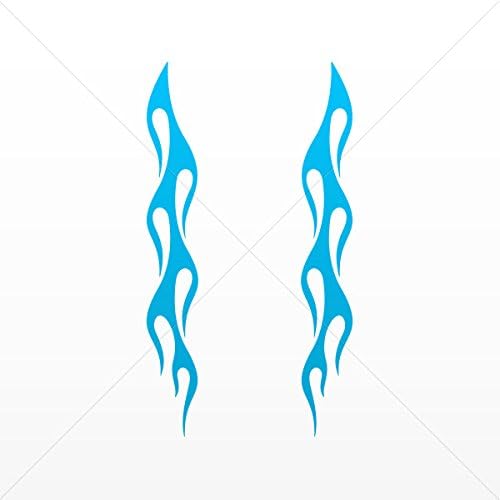 Stickers Decal Pair Of Flames Decoration Bike Motorbike Bicycle Vehicl Blue (10 X 1.38 In)