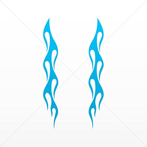 Stickers Decal Pair Of Flames Decoration Bike Motorbike Bicycle Vehicl Blue (10 X 1.38 In) #TOP3