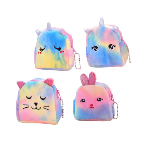 4Pcs Unicorn Shaped Plush Coin Purses Mini Change Bags Soft Animal Design for Gift Wear Resistant Cute Storage Pouch