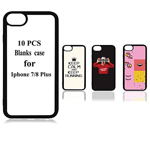 JUSTRY 10PCS Sublimation Blanks Phone Case Covers Compatible with Apple iPhone 8 Plus and iPhone 7 Plus 5.5-Inch Blank Printable Phone Cases for DIY Soft Rubber