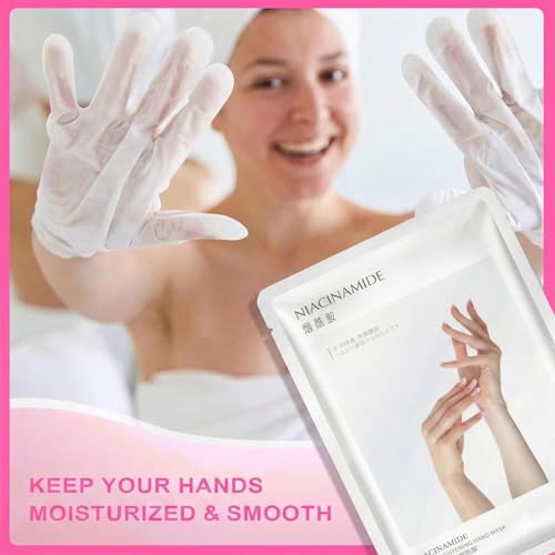 5Packs Hand Mask with Niacinamide, Deep Hydration Hand Mask Gloves for Dry Cracked Hands, Moisturizing Hand Moisturiser Gloves with Shea Butter & Vitamin E, Skin Care Gifts for Women & Men - Image 6