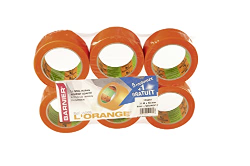 Ruban adhesif vinyle 33mx50mm orange 6095 lot de 5 et 1 gratuit