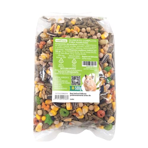 Nobleza - (2 * 500g Comida para Hámsters, Pienso Premium para Hámsters Enanos, Alimento Sana y Sabrosa para Ratones, Desgaste de los Dientes y Salud Dental