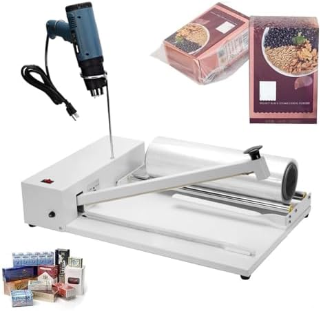 Shrink Wrap Machine with Adjustable Heat Gun for Professional Packaging of Food, Books, and Boxes