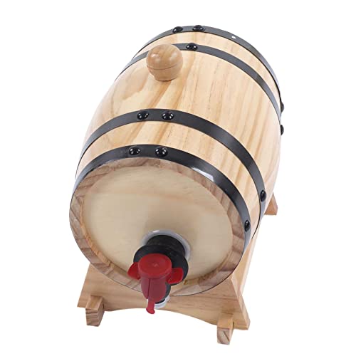BORDSTRACT Barriles De Vino, Barriles De Pino, Dispensador de Barril de Vino Vintage con Soporte de Madera y Grifo, Mini Barril de Sobremesa para Whisky, Bourbon, Vodka y Ron(3L)