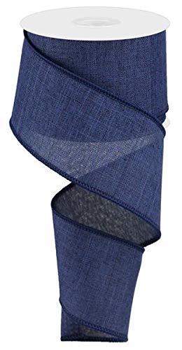 Solid Canvas Wired Edge Ribbon, 10 Yards (Navy Blue, 2.5 Inches)