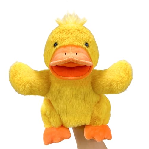 Okegztoa Hand Puppet s Duck Pupp ets,9'Realistic Stuffed Animal Puppe ts for Toddlers Duck Stuffed Puppets for Kids with Movable Mouth,Duck Animal...