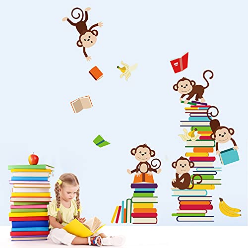 Adhesivos de Pared Mono Lectura para Niños 8 Piezas