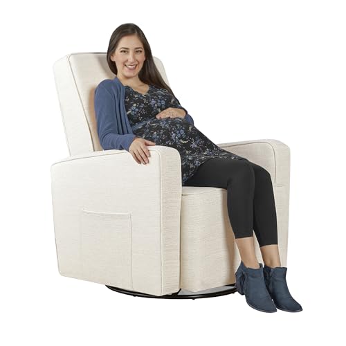 Evolur Holland Upholstered Plush Seating Glider Swivel, Glider Chair for Nursery in Thunder, Modern Nursery Glider, Tool-Free Assembly, Easy to Clean, Environmentally Conscious Glider
