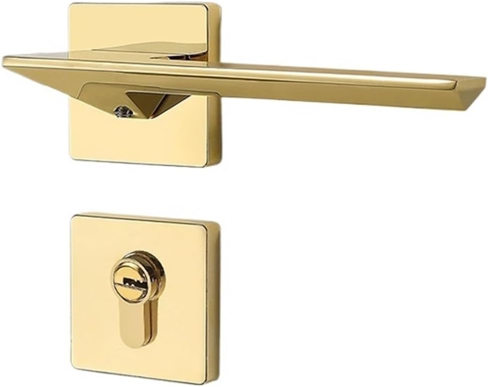 Golden French Door Lock Pumpkin Magnetic Silent Lock Indoor Bedroom Room Door Lock Home Wooden Door Handle(Type C PVD Gold Magnetic)