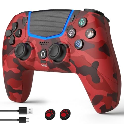 linhugame Wireless Controller for PS5/Pro/Slim/PC -Camo Red