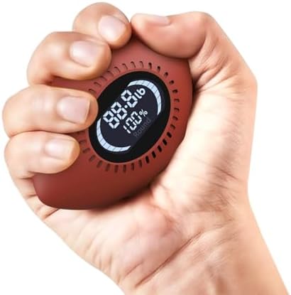 Digital Stress Relief Grip Ball for Adults & Kids, Grip Strength Tester, Hand Strength Gripper up to 220lbs, Forearm Strengthener with Progress Bars & Cheer Sound, Fitness Gift
