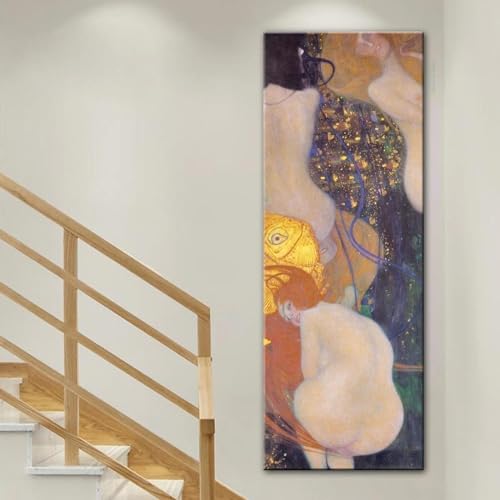 Gustav Klimt Kiss Toile Art avec Cadre Noir pour Murs Vides sans Vie