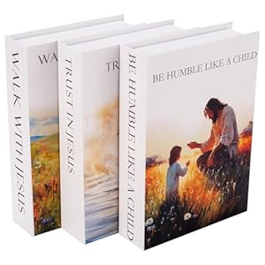 LMN2 Jesus Walk Decor books Set 3 Decorative Books for Home Fake Books for Decoration Elegant Book Decor Catholic Decorative Books for Home Decor Libros Decorativos para Mesa de Centro