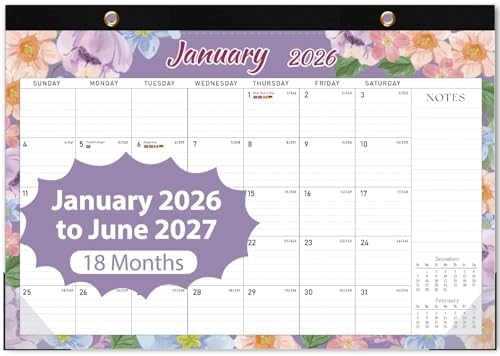 Desk Calendar 2026, 18 Months Desktop/Wall Monthly Calendar with Stickers(Jan. 2026 - Jun. 2027), Large 17“ x 12“ Desk Planner for Office Accessories and School Supplies