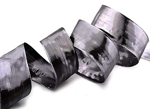 finemark 20 m x 40 mm Decorative Ribbon Glossy Anthracite Metallic Ribbon with Wire Shiny Gift Ribbon Christmas Wire Edge Ribbon - Image 3