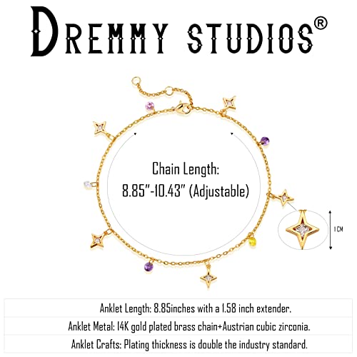 Image of Dremmy Studios Simple Gold Chain Anklet,14k Gold /Silver Plated Dainty Disc Evil Eye Summer Beach Ankle Bracelet Jewelry for Women