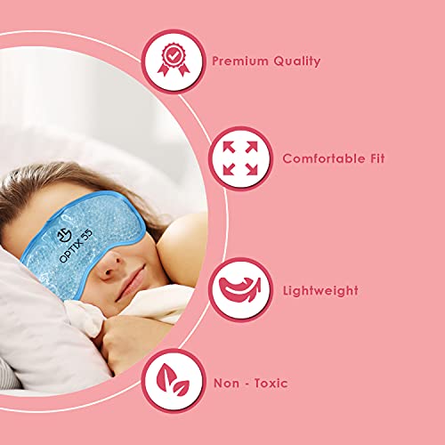 Gel Eye Mask - Hot or Cold Compress Pack Eye Therapy | Cooling Eye Mask for Dark Circles & Puffiness, Puffy Eyes, Dry Eyes, Headaches, Migraines, Sinus - Reusable Eye Face Mask | Ergo Gel Bead (Clear)