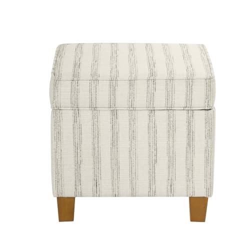 Image of HomePop 18 inch Classic Square Storage Ottoman - Gray & Cream Stripe