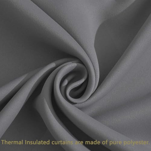 Blackout Curtains Eyelet 240 x 240 cm Energy Saving Thermal Insulated Thermal Pencil Pleat Blackout Tape Top with Eyelet for Window Treatment, Light Grey - Image 5
