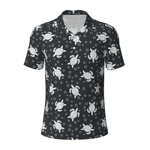 Turtle Print Golf Polo Shirts for Men Short Sleeve Casual