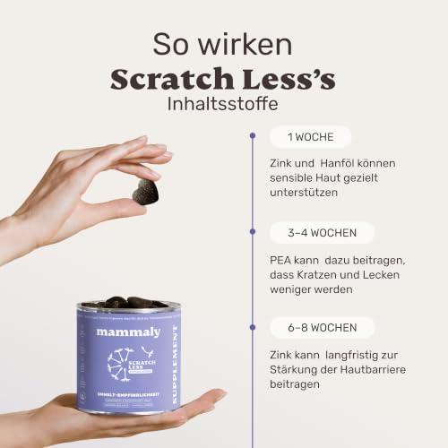 mammaly Scratch Less® Allergie-Snacks mit Hanföl für Hunde (120 Stück)