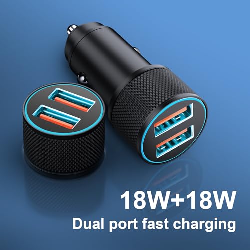 Image of 36 W USB Cigarette Lighter with Two QC Ports, Car Socket Compatible with Mobile Phones (e.g. Samsung Galaxy S24 /S23, iPhone, Google Pixel), Tablets
