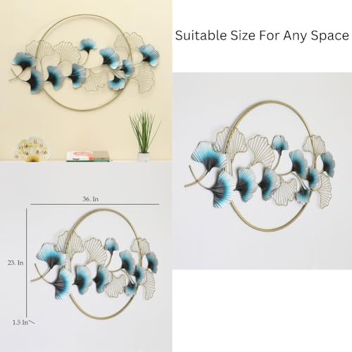 Image of Handcrafted Metal Modern Flower Leaf Wall Art Multicolor Unique Modern Accent for Stylish Interiors Wall Art for Home Decor, Living Room, Bedroom & Office