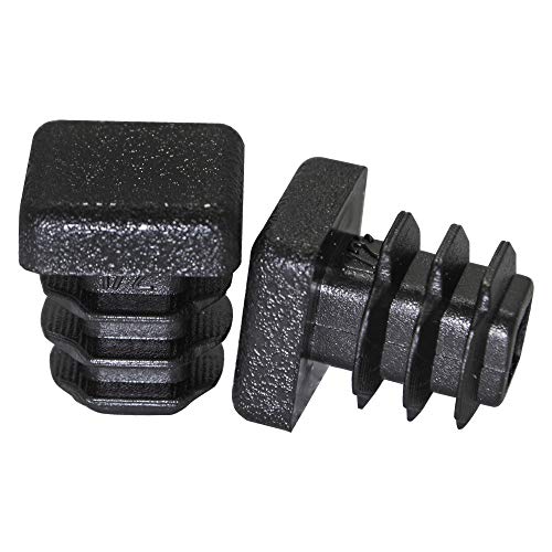 Image of 1 /2 inch (12.7mm) Outer Perimeter Ribbed Plastic Hole Plugs, Square Black Metal Tubing End Caps, Strong Furniture Leg Inserts, Impact & Weather Resistant, Made in the USA - 50 Pack