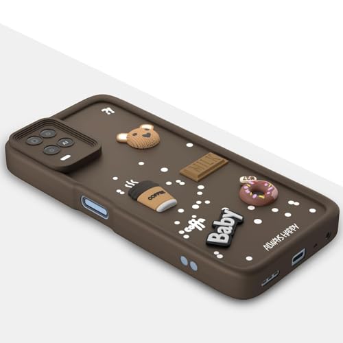 Image of Bintage Ball Bear| Donut| Milk Cake| Baby| Coffee Rubber Case Full Body & Camera Protection Back Cover Compatible for Oppo A54 4G - Brown