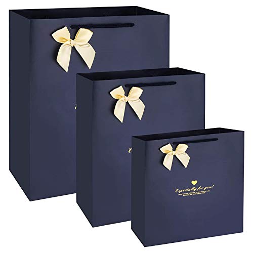 Yorkereynom 3枚セット ギフトバッグ プレゼント用 ラッピング袋 紙袋 手提げ袋 ギフト ラッピング プレゼント 誕生日 結婚式 ギフト包装 バレンタイン おしゃれ リサイクル可能 手提袋 贈り物 3サイズ
