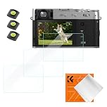 K&F CONCEPT 3-pack Screen Protector for Fujifilm X100VI, X100V, X-T4, 9H Explosion-proof Toughened Glass, 99.99% Light Transmittance, with Hot Shoe Cover, 1x Cleaning Cloth