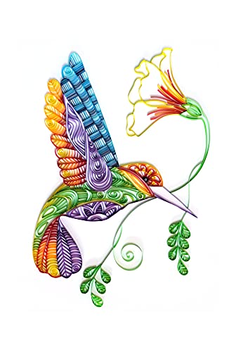 Uniquilling Kit de peinture sur papier pour paperolles - Pour adultes débutants - Colibri, papier filigrane - Fait à la main - Soulage la pression (kit de peinture + outils) Cover
