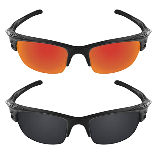 Image of Galvanic Replacement Lenses for Oakley Fast Jacket XL OO9156 | Fast Jacket XL Asian Fit OO9163 Sunglasses - Ruby + Black Polarized - Combo Pack