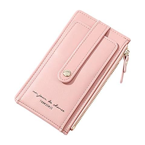 HOYOFO Slim Credit Card Holder Wallet Womens RFID Blocking Bifold Wallet with Zipper Coin Pocket Leather Multi Card Case Wallet(Pink) Cover