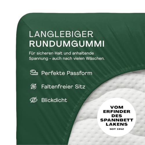 schlafgut Pure Spannbettlaken 180x200 cm Bio-Baumwolle Jersey, Green Deep – Ansicht 3