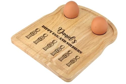 Personalised Dippy Breakfast Egg Board Wooden Egg Cups Engraved Baby Bamboo Plate Wooden Egg Holder Kids Gift Easter Kids Boy Dippy Eggs Soldiers