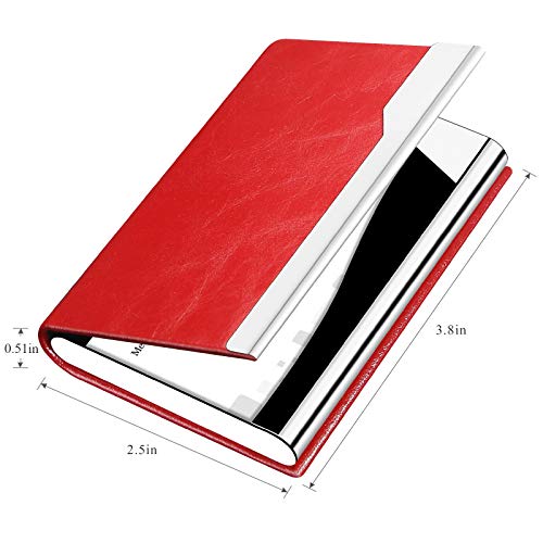 image for Padike Business Card Holder, Business Card Case Leather & Stainless St