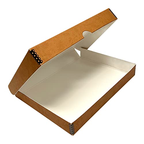 Lineco Folio Storage Box, Faux Leather Cover, Clamshell Design, 9.5x12.5x1.75 Inches, Archival Boxboard, Preserve Photos, Cards, Magazines, Documents, Art, Ephemera, Family Records, Tan, Pack of 1