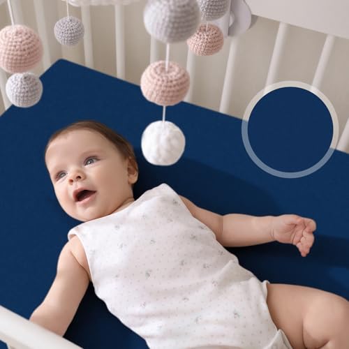 Image of VitalCozy 4 Pcs Baseball Crib Sheet Set Newborn Bedding Nursery Baby Sheets for Girl Boys Baby Gifts for Standard Crib and Toddler Mattresses, 52 x 28 x 8 Inches