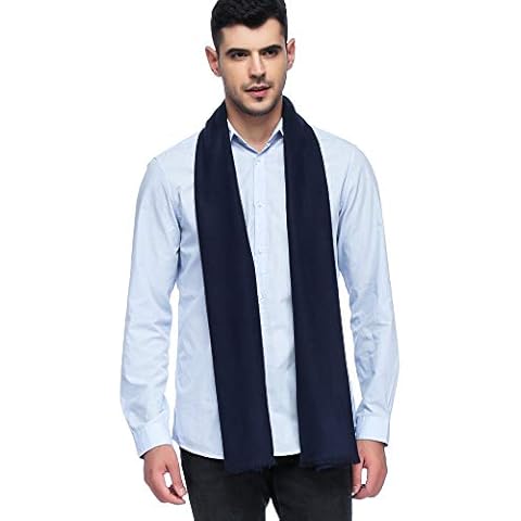 HOYAYO Mens Classic Warm Long Winter Scarf, Navy, Large Cover