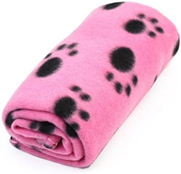 Sharing Star 1 Piece Cute Soft Puppy Blanket Paw Prints Pet Cushion Small Dog Cat Bed Soft Warm Sleep Mat (Pink)