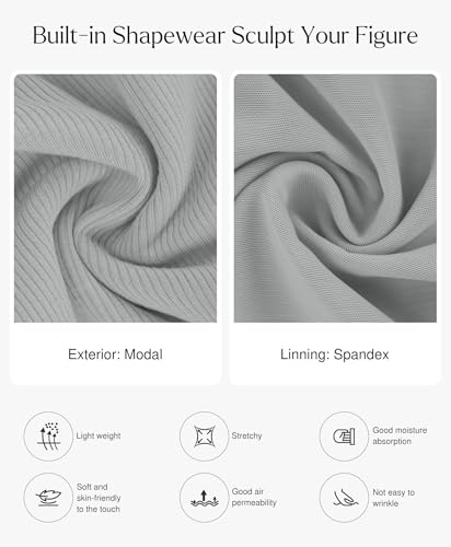 Image of Popilush Long Sleeve Midi Dresses for Women, Built-in Bra Shapewear Dress | Bodycon, Tummy Control, Square Neck, Cocktail Party and Dinners