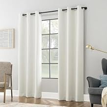 Sun Zero Aldwin Slub Texture Magnetic Closure 100% Blackout Grommet Curtain Panel, 40" x 63", Pearl