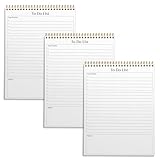Better Office Products To Do List Notepad, 8.5" x 11", Planning Note Pad, 50 Sheets, Double Wire Spiral, Daily Agenda Productivity Checklist Organizer,(3 Pack)