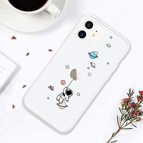 Micoden Clear Phone Case for iPhone 12 Girls Shockproof Silicone Cute Cool Planet Space Funny Design Ultra Thin Cases for iPhone 12 Planet Astronaut