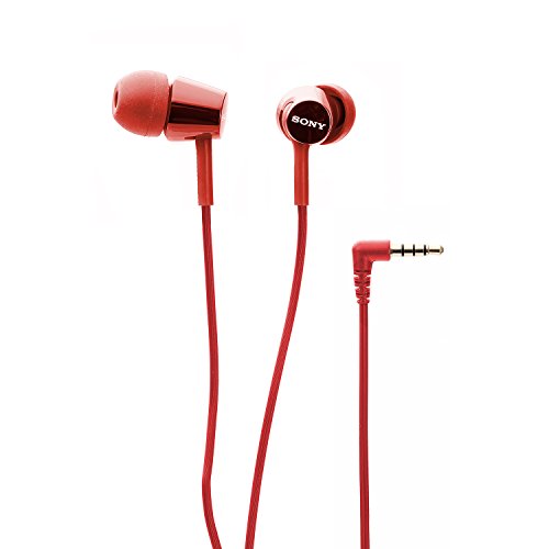 Image of Sony MDR-EX155AP Wired in-Ear Headphones with Tangle Free Cable, 3.5mm Jack, Headset with Mic for Phone Calls and 1 Year Warranty - (Red)