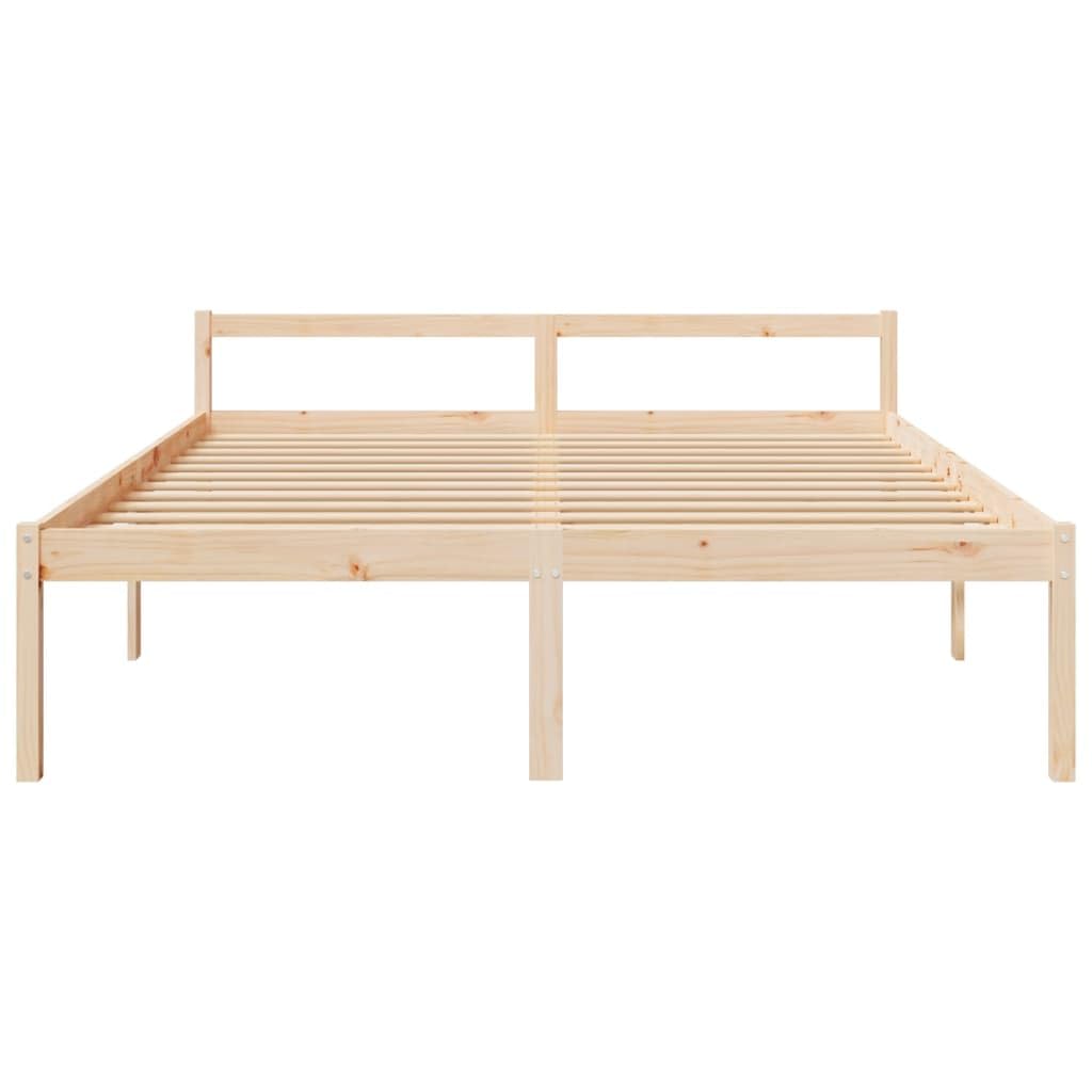 Seniorenbett 200x200 cm aus Kiefer-Massivholz - Hohes Doppelbett mit Kopfteil, Massivholzbett Seniorengerecht mit 45 cm Sitzhöhe, Stabiler Bettrahmen für Schlafzimmer