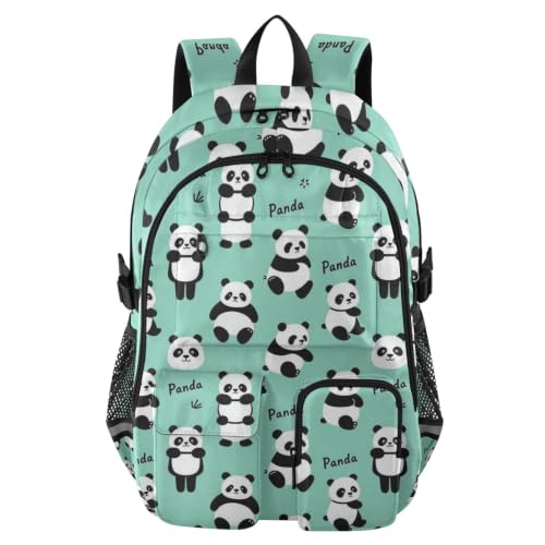Mochila de viaje grande de oso panda azul para universidad y trabajo